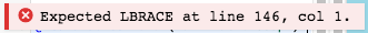 Risolvere l'errore LBRACE nel CSS 1 esempio errore LBRACE