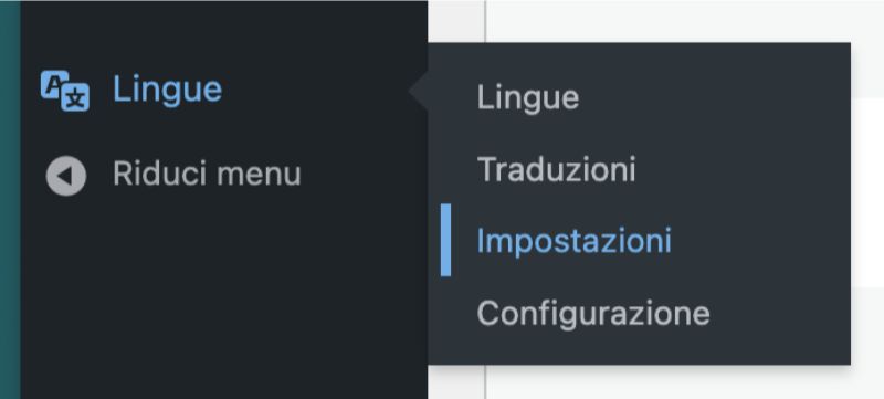 Come cambiare le bandierine di Polylang 1 impostazioni polylang