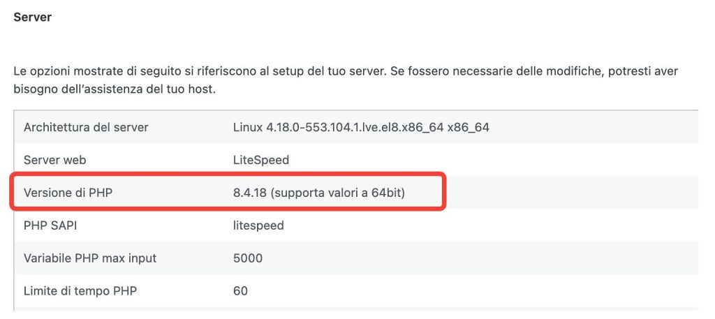 Manutenzione WordPress - cosa fare ogni mese e cosa controllare 3 salute sito server php